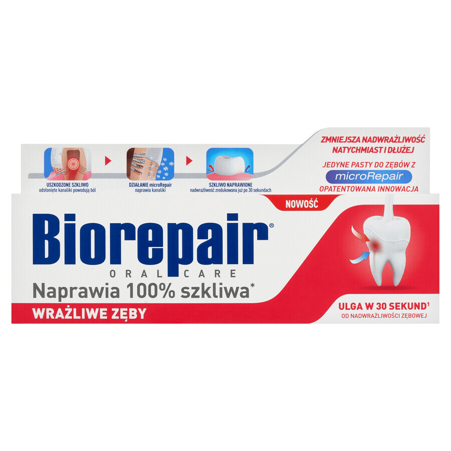 Biorepair dents sensibles, dentifrice, sans fluor, 75 ml