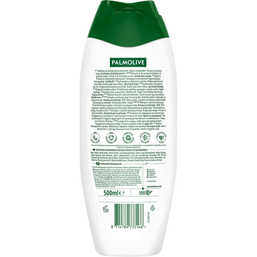 Palmolive Naturals, gel doccia cremoso, oliva e latte, 500 ml