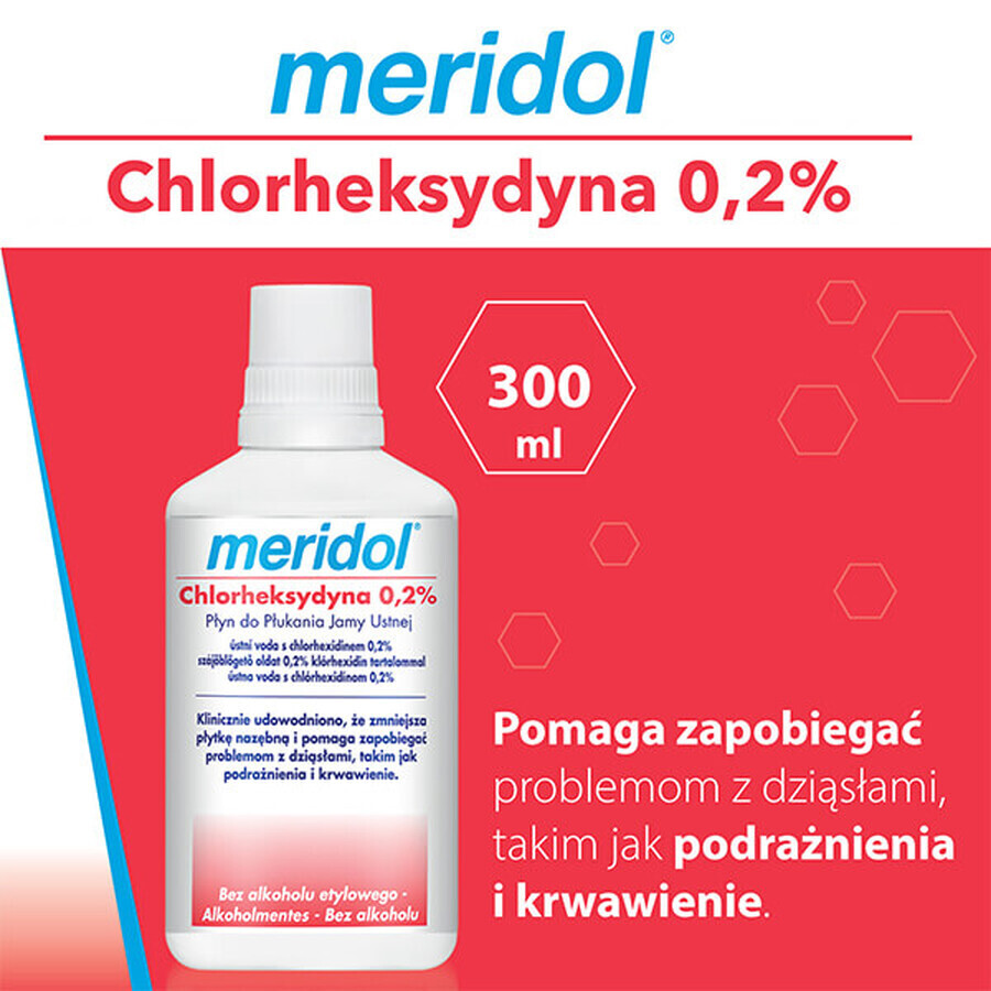 Meridol Chloorhexidine 0,2%, mondspoeling, alcoholvrij, 300 ml