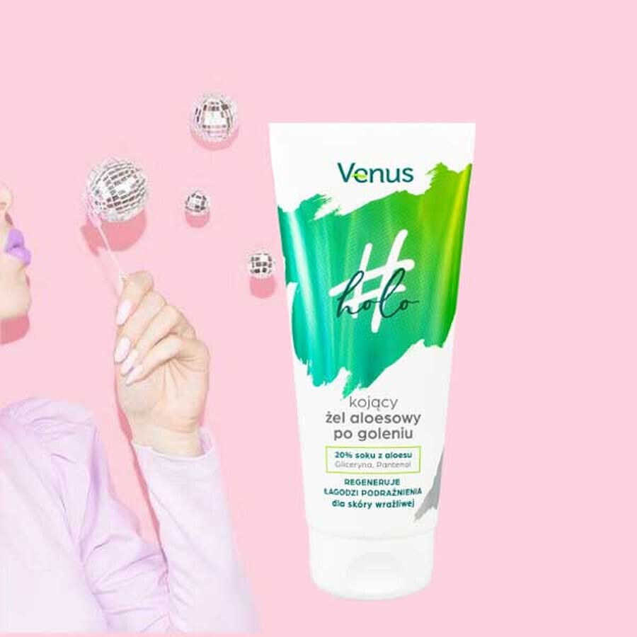 Venus Holo, verzachtende aloë vera gel voor na het scheren, gevoelige huid, 200 ml