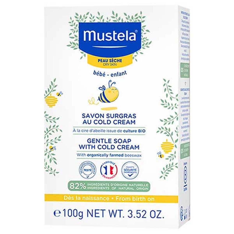 Mustela Bebe Enfant, zachte zeep met koude creme en biologische bijenwas, vanaf de geboorte, 100 g