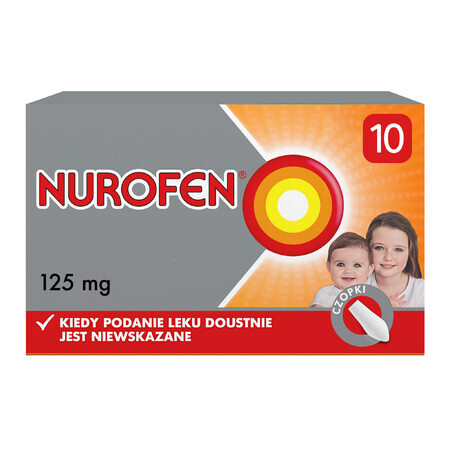 Nurofen voor kinderen 125 mg, zetpillen, 10 stuks