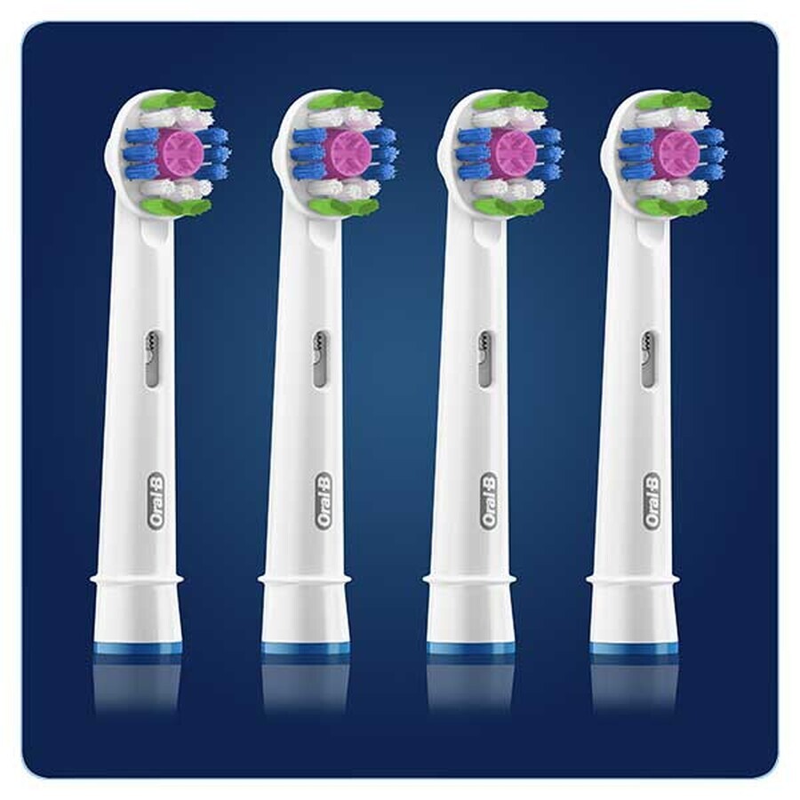 Oral-B 3D White, vervangende opzetborstels voor Clean Maximiser elektrische tandenborstel, EB4 3DW, 4 stuks