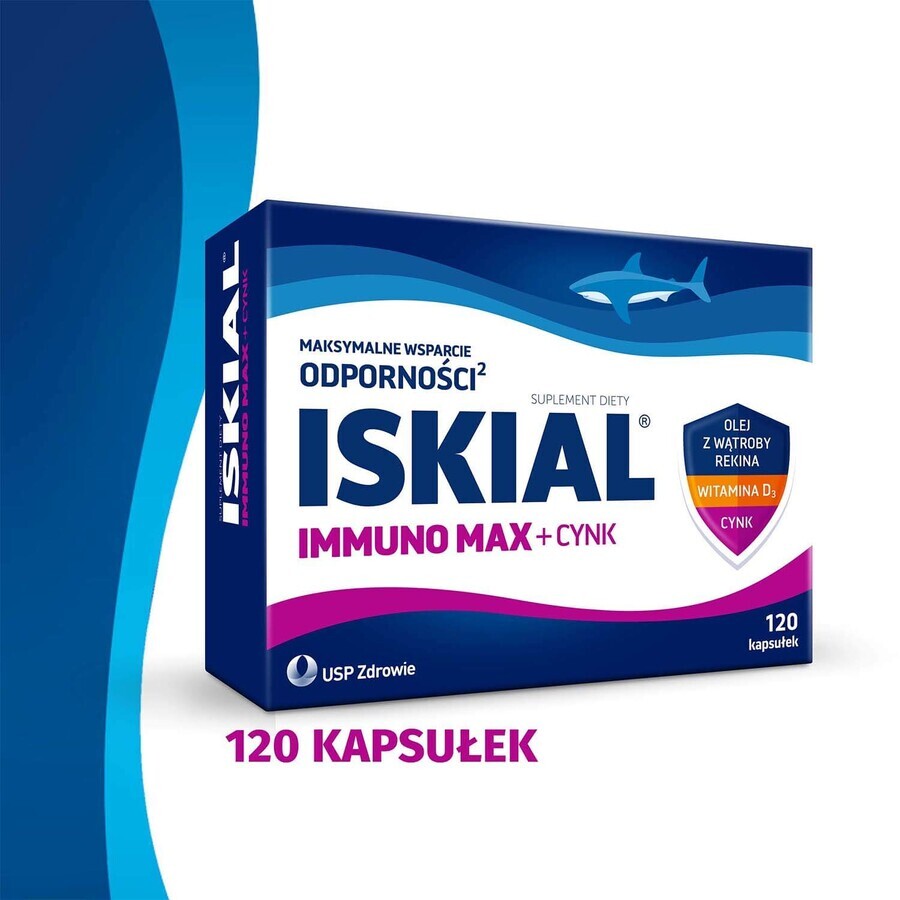 Iskial Immuno Max + Zink, voor kinderen vanaf 6 jaar en volwassenen, 120 capsules