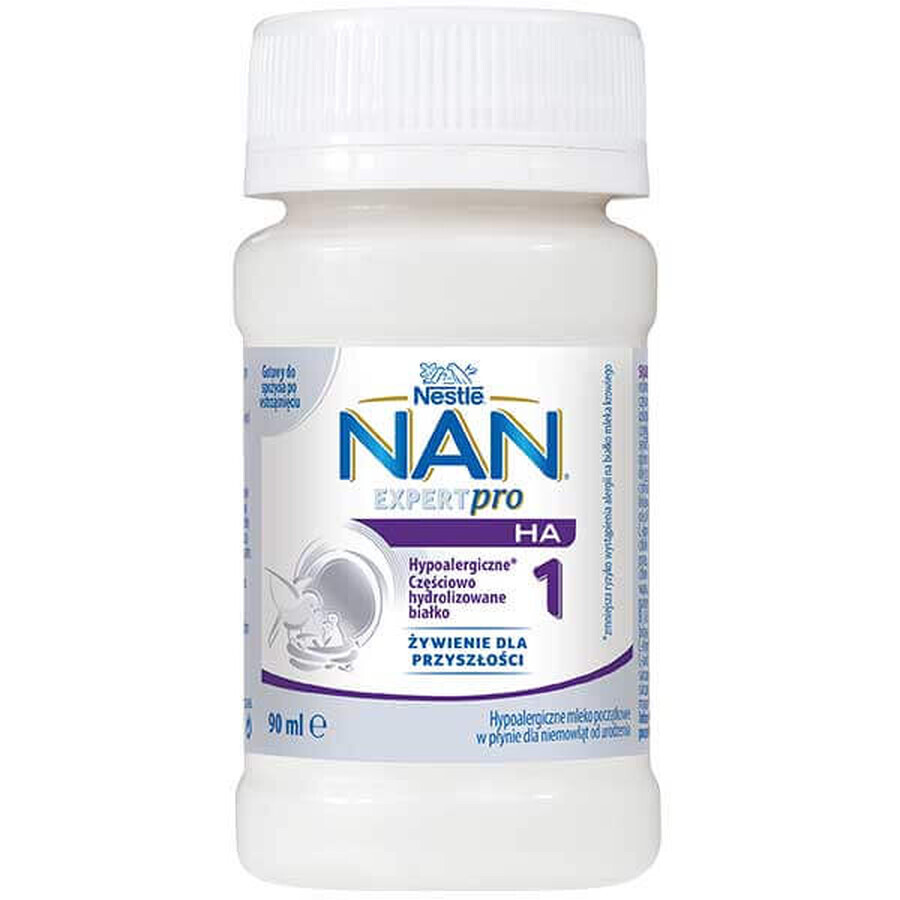 Nestle NAN Expertpro HA 1, hypoallergene zuigelingenmelk voor baby's vanaf de geboorte, vloeibaar, 90 ml