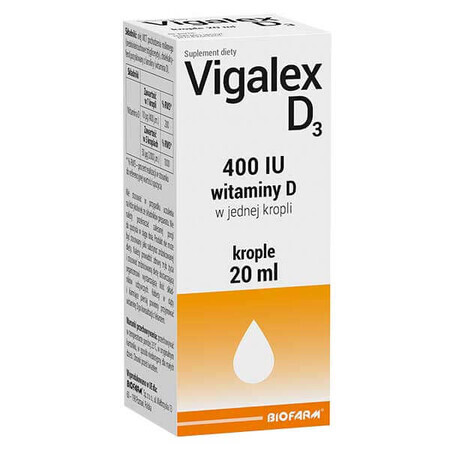 Vigalex D3, vitamine D 400 IE, druppels, 20 ml