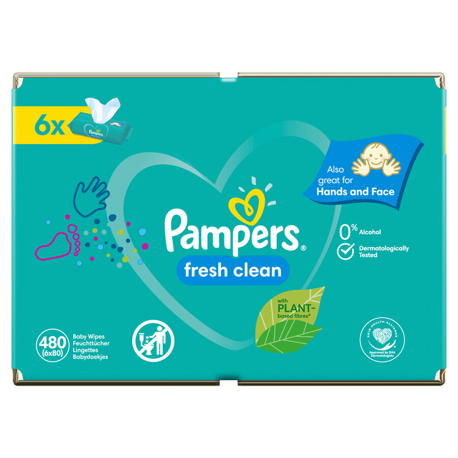 Pampers Fresh Clean, wet wipes, 6 x 80 pcs