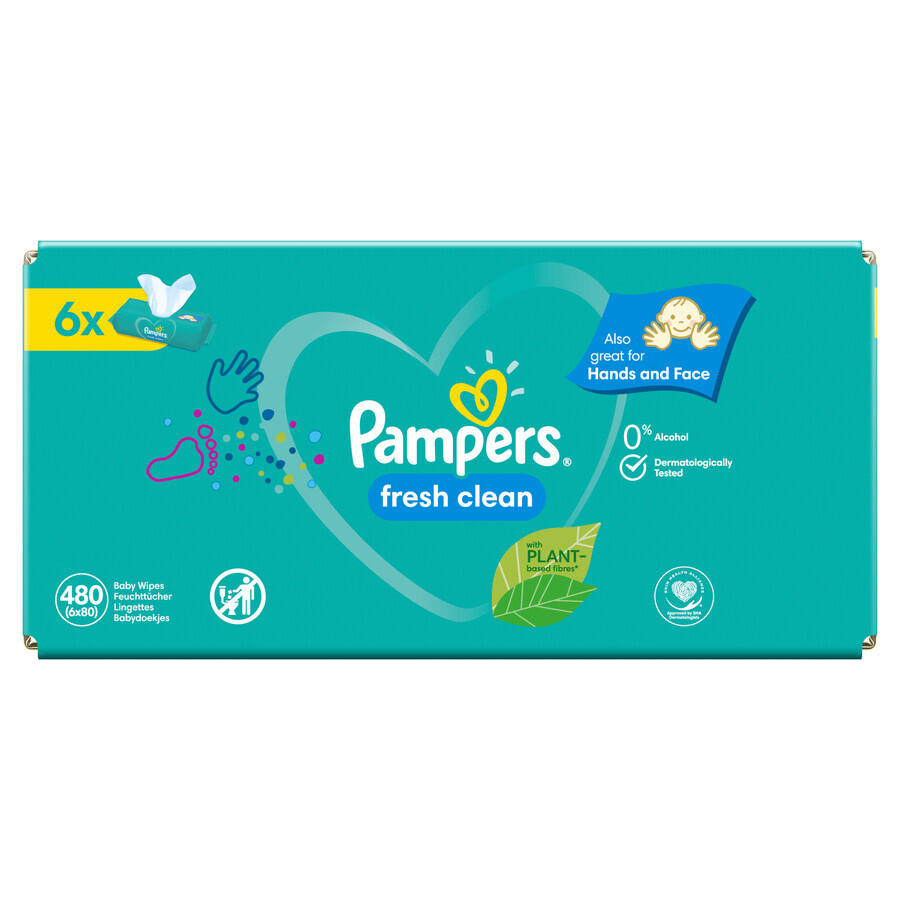 Pampers Fresh Clean, wet wipes, 6 x 80 pcs