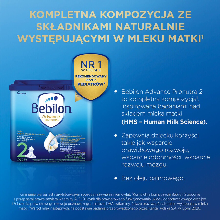 Bebilon Advance Pronutra 2, lapte de continuare, peste 6 luni, 350 g