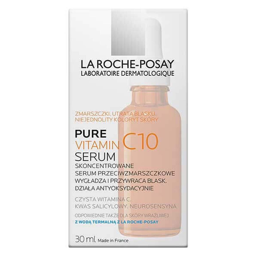 La Roche-Posay Pure Vitamin C10, siero concentrato antirughe con vitamina C, pelle sensibile, 30 ml