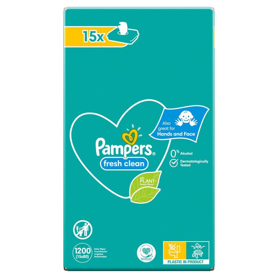 Pampers Fresh Clean, vochtige doekjes, 15 x 80 stuks