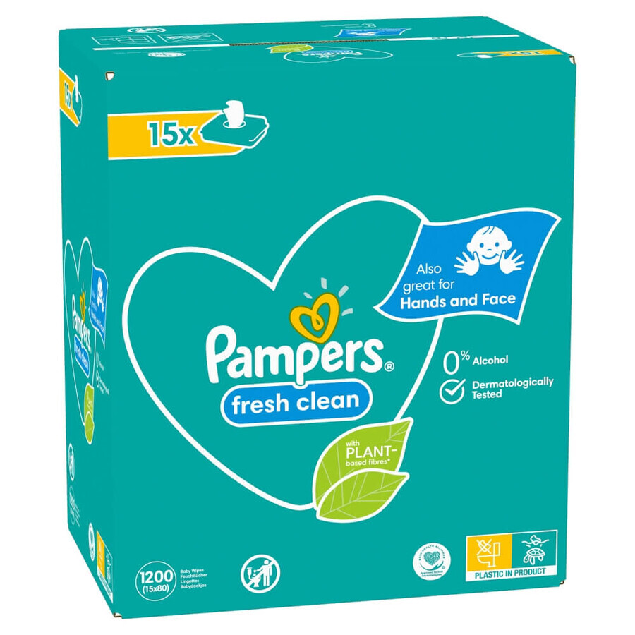 Pampers Fresh Clean, vochtige doekjes, 15 x 80 stuks