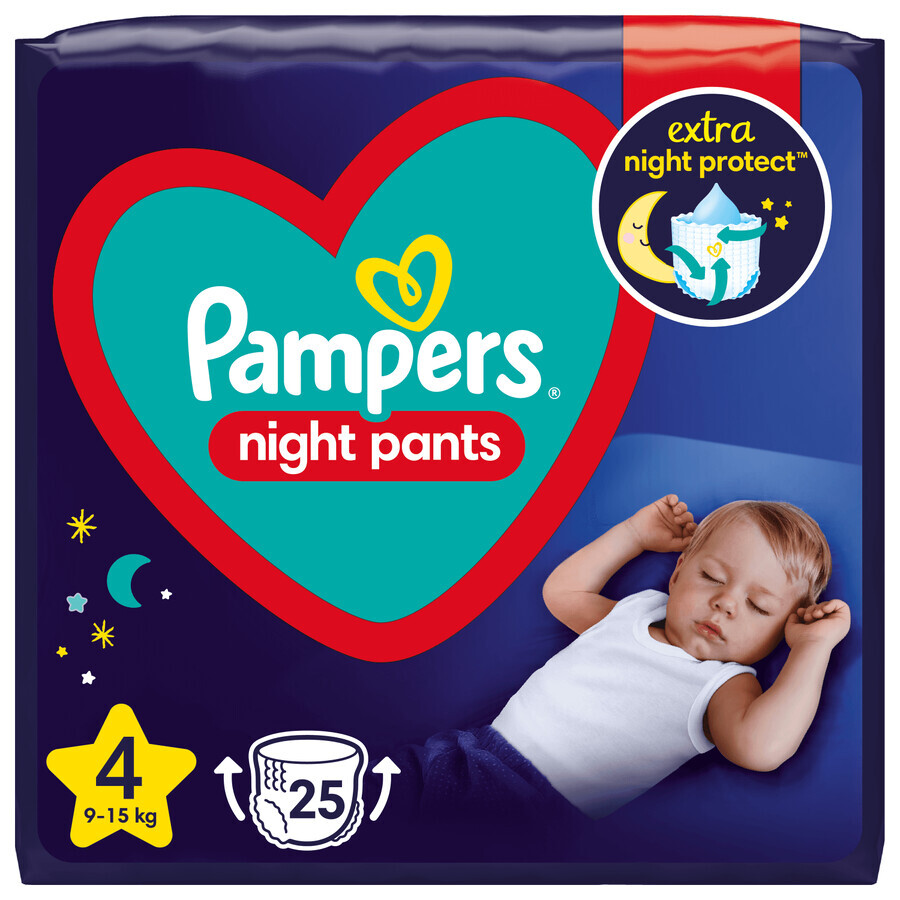 Pampers Nachtbroekjes, luiers, maat 4, 9-15 kg, 25 stuks