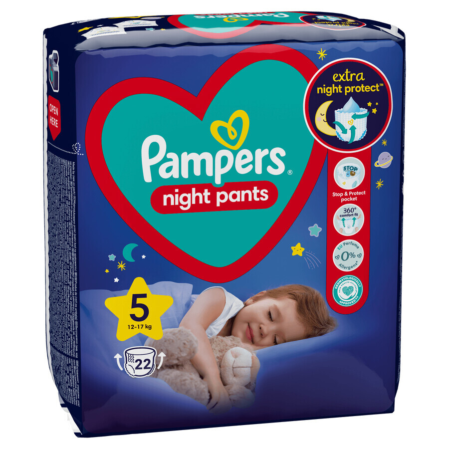 Pampers Night Pants, couches, taille 5, 12-17 kg, 22 pcs