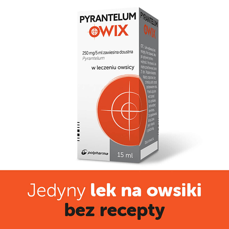 Pyrantelum OWIX, 250 mg/ 5 ml, suspensión oral, 15 ml