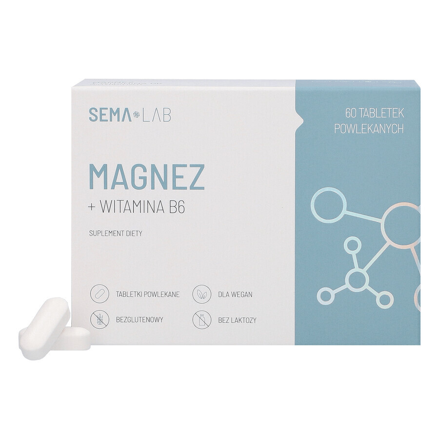 SEMA Lab Magnesium + Vitamine B6, 60 filmomhulde tabletten