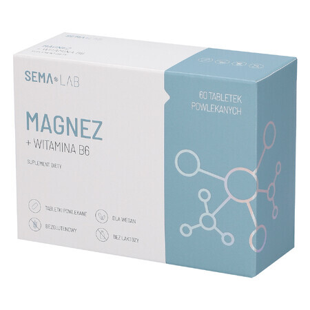 SEMA Lab Magnesium + Vitamine B6, 60 filmomhulde tabletten