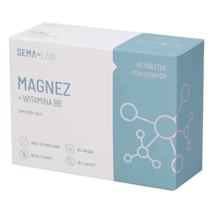 SEMA Lab Magnesio + Vitamina B6, 60 compresse rivestite con film