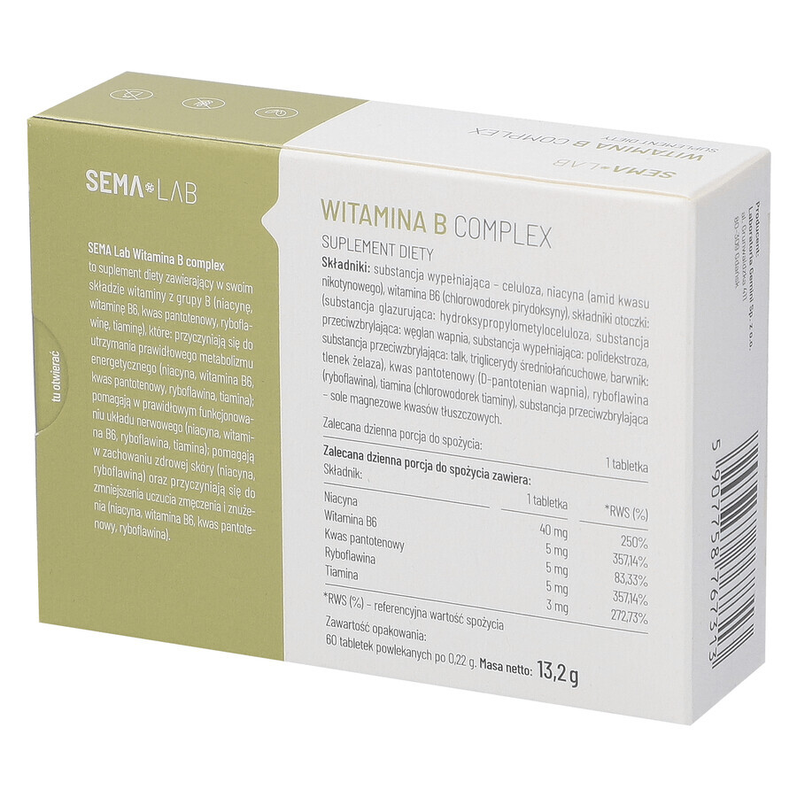 SEMA Lab Vitamine B-complex, 60 filmomhulde tabletten