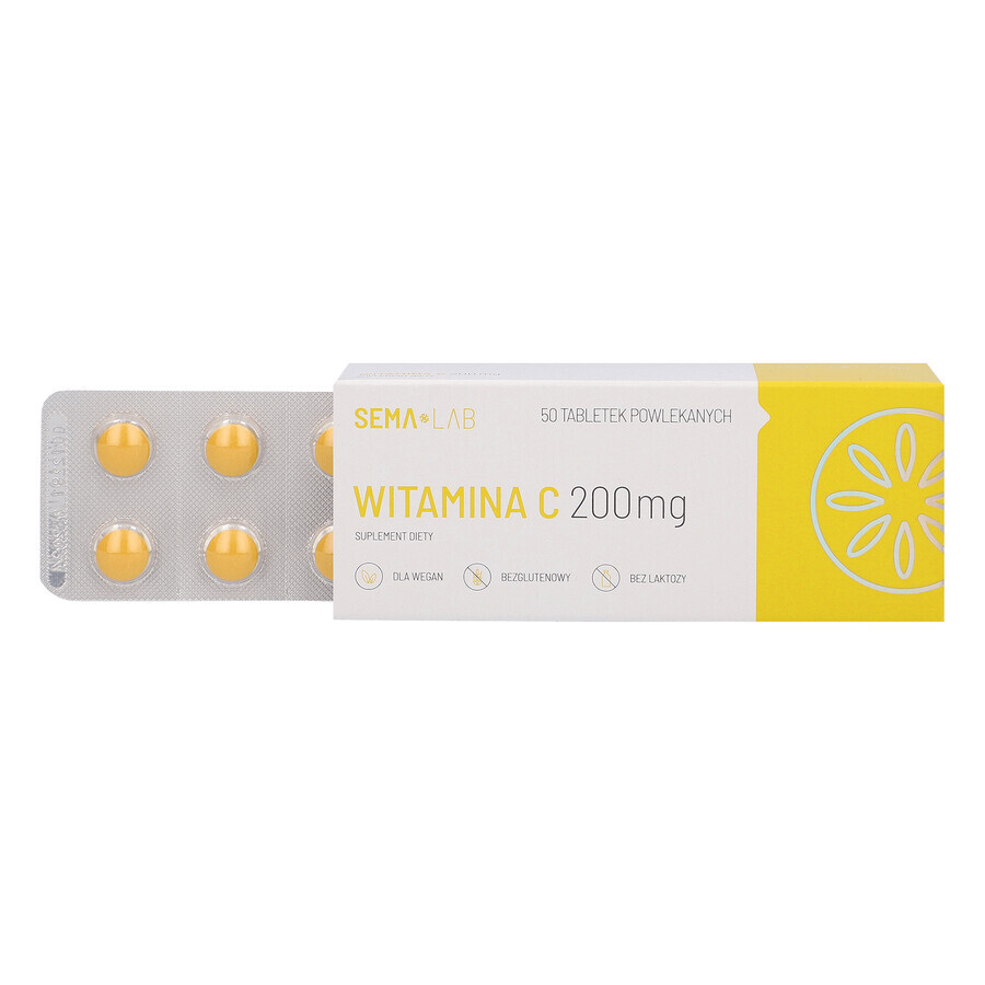 SEMA Lab Vitamin C 200 mg, 50 film-coated tablets