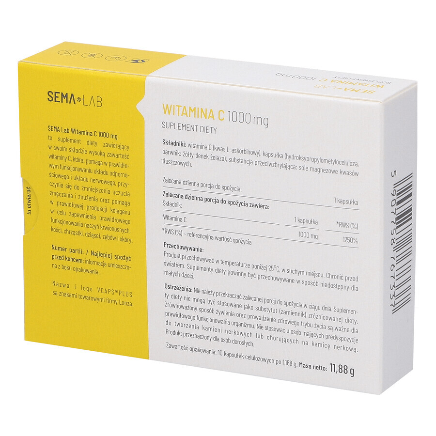 SEMA Lab Vitamine C 1000 mg, 10 cellulosecapsules