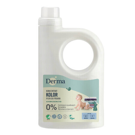 Derma, detergente líquido para ropa de niños, concentrado, color, desde el primer día de vida, 945 ml