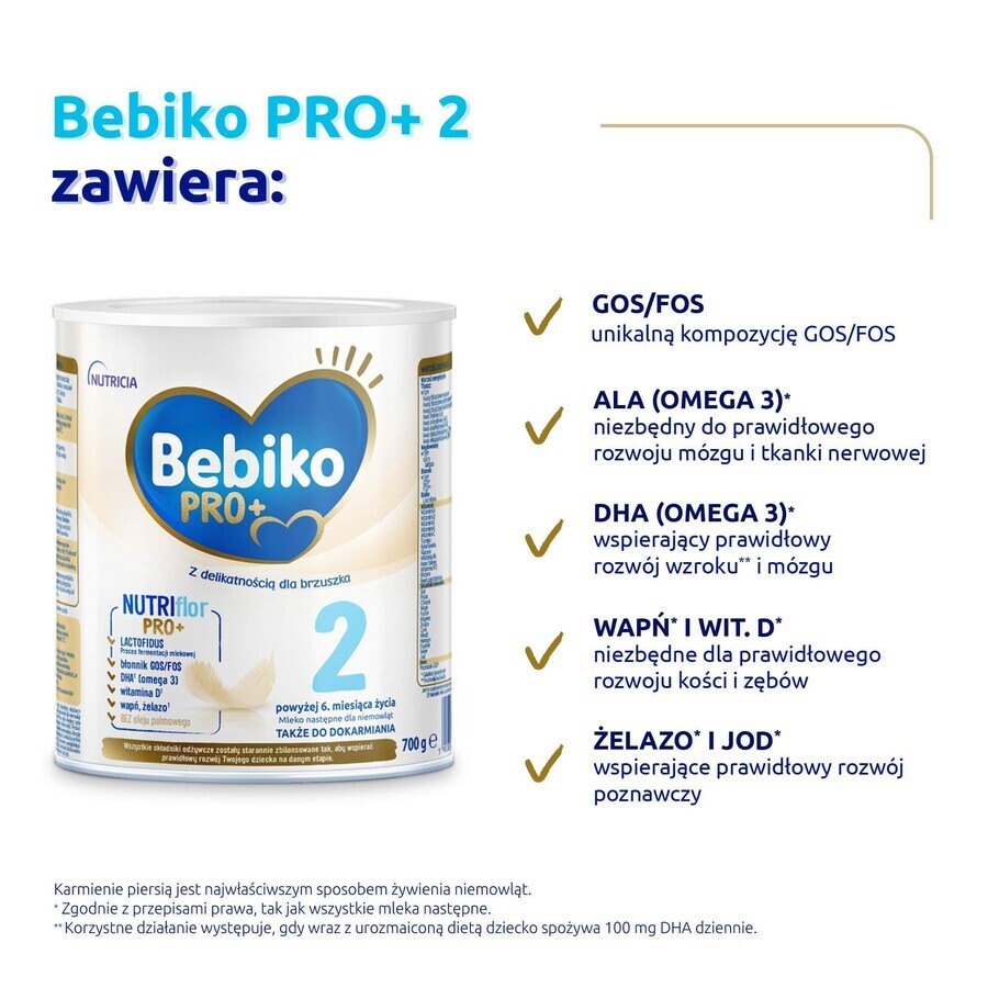 Bebiko Pro+ 2 Nutriflor Pro+, opvolgmelk, vanaf 6 maanden, 700 g