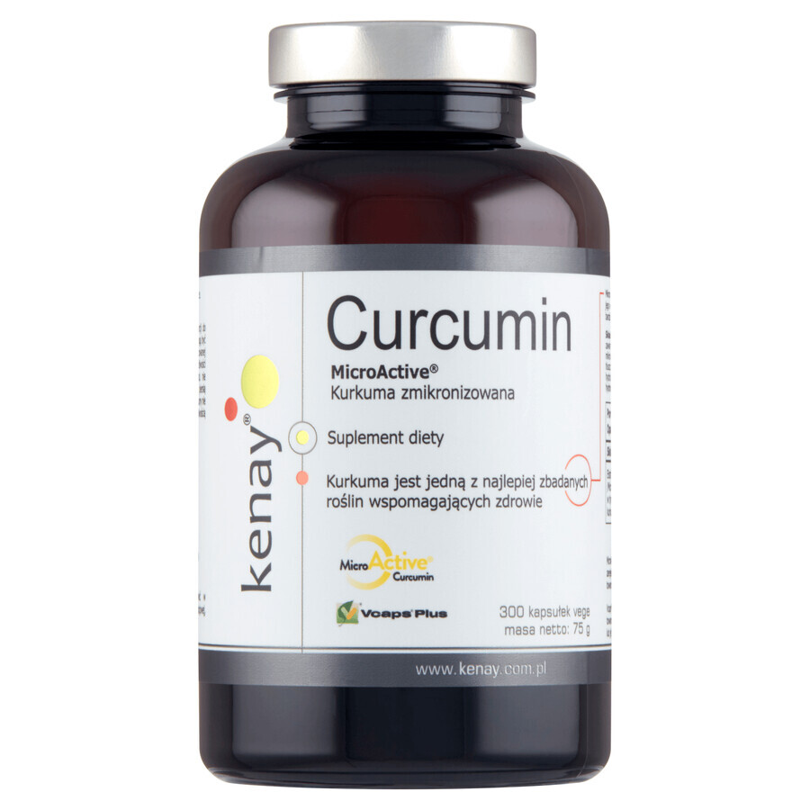 Kenay Curcumine MicroActive, gemicroniseerde kurkuma, 300 plantaardige capsules