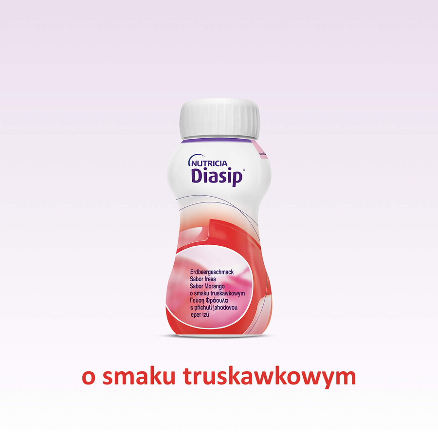 Diasip, voedingspreparaat voor diabetici, aardbeiensmaak, 4 x 200 ml