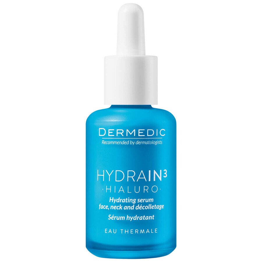 Dermedic Hydrain 3 Hialuro, moisturizing serum for face, neck and décolletage, dehydrated and dry skin, 30 ml