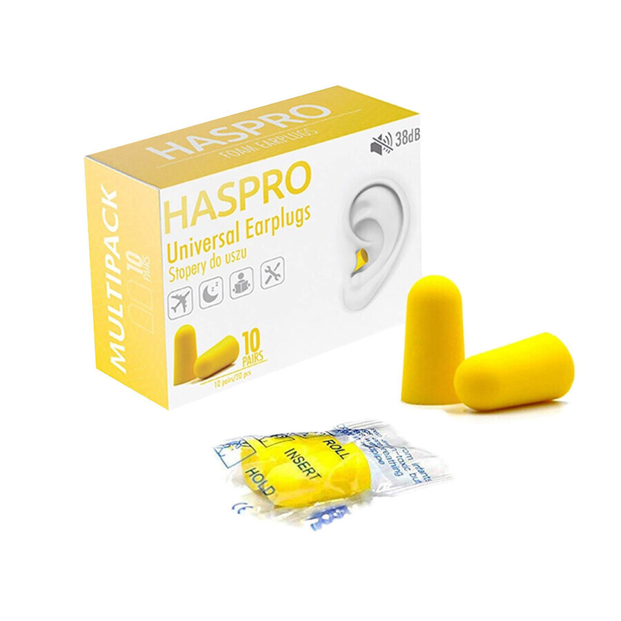 Haspro Multi, earplugs, yellow, 20 pieces