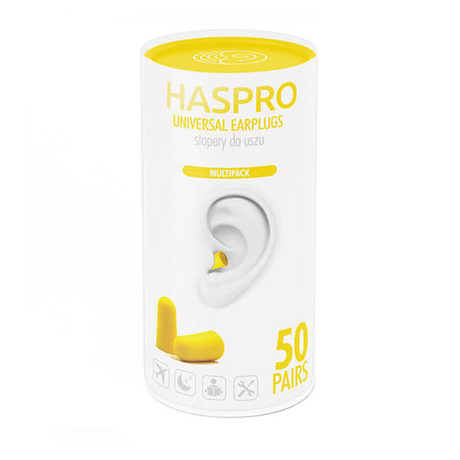 Haspro Tube, ear plugs, yellow, 100 pieces