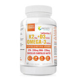 Wens K2 50 µg +D3 2000 IU+ Omega-3 1000 mg + vitamine E, 90 capsules