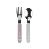 BabyOno, children's cutlery, stainless steel, pink/grey, 1065/ 02, from 12 months