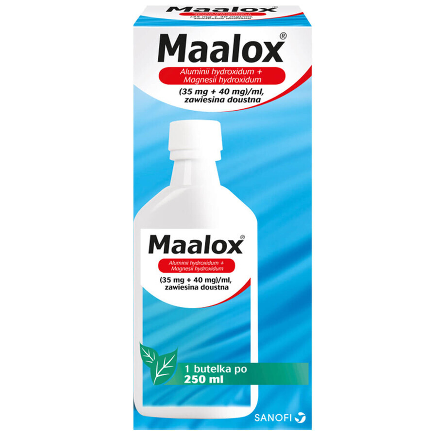 Maalox (35 mg + 40 mg)/ml, suspensie voor oraal gebruik, 250 ml