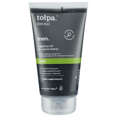 Tolpa Dermo Men Pure, houtskool gezichtsreinigingsgel, 150 ml