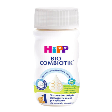 HiPP 1 Bio Combiotik, latte per lattanti biologico pronto da bere, dalla nascita, 90 ml