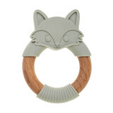 Bocioland, wooden-silicone teether, gray fox, from birth, 1 pc