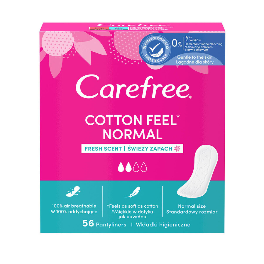 Carefree Cotton Feel Normal maandverband, frisse geur, 56 stuks