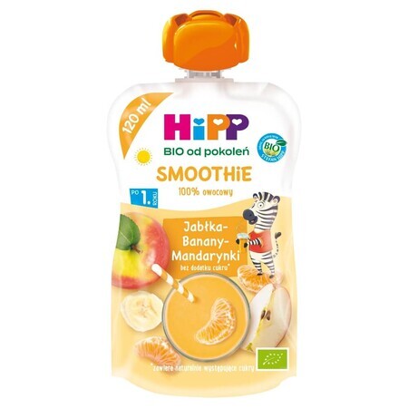 HiPP Smoothie Bio, mela, banana e mandarino, dopo 1 anno, 120 g