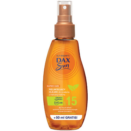 DAX Sun, ulei de plajă relaxant cu ceai matcha, SPF 15, 200 ml