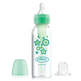 Dr Brown's Options+, Bottle to Cup Set, Anti-Colic Bottle with Narrow Neck and Size 3 Teat, 250ml + No Drip Mouth, Green