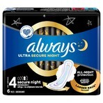 Always Ultra Secure Night, maandverband met vleugels, maat 4, 6 stuks