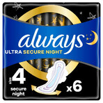 Always Ultra Secure Night, maandverband met vleugels, maat 4, 6 stuks