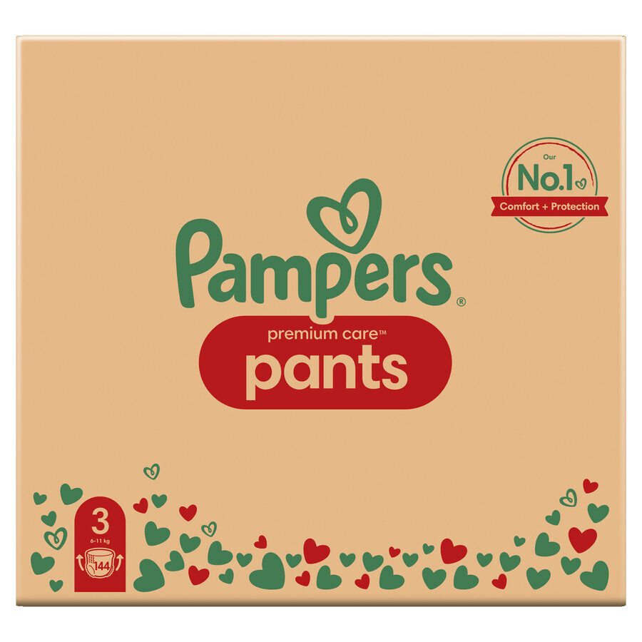 Pampers Premium Care Pants, luiers, maat 3, 6-11 kg, 144 stuks