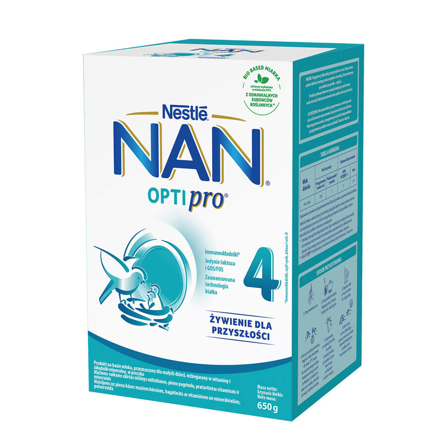 Nestle NAN Optipro 4, Junior Formula Milch für Kinder ab 2 Jahren, 650 g