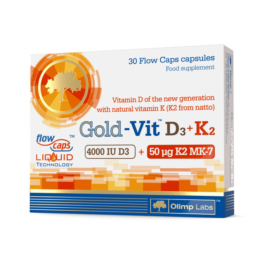 Olimp Gold-Vit D3 + K2 4000 UI, 30 cápsulas