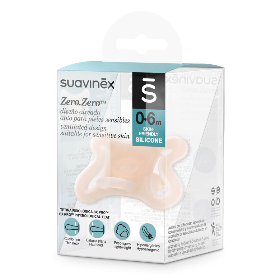 Suavinex SX Pro Zero, fopspeen, siliconen, fysiologisch, 0-6 maanden, 1 stuk