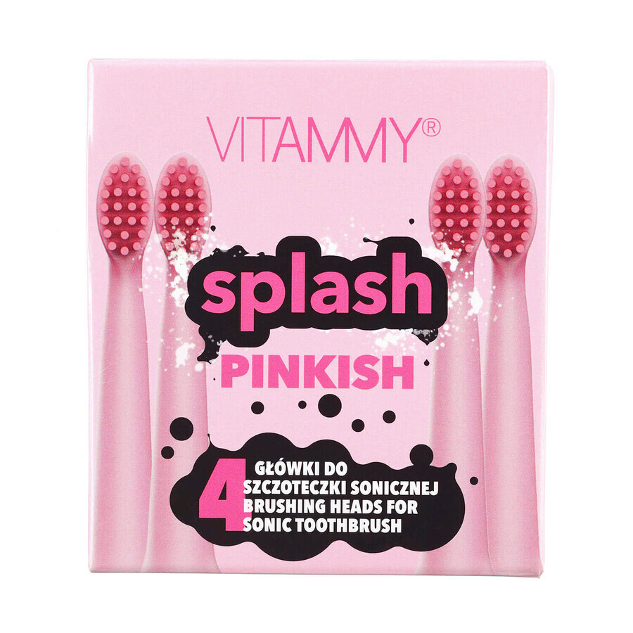 Vitammy Splash, sonische tandenborstel tips voor kinderen, roze, vanaf 8 jaar, 4 stuks