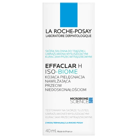 La Roche-Posay Effaclar H Iso - Biome, cremă hidratantă calmantă împotriva imperfecțiunilor, 40 ml